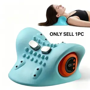 Remote control electric neck pillow, traction massager, EMS hot compress pulse vibration kneading massage pillow, ergonomic headrest family relaxation tool