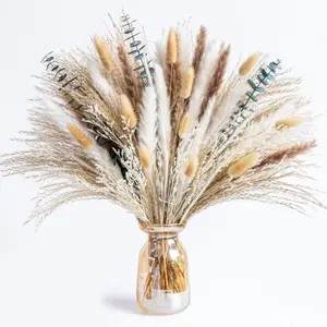 Dried Grass Decor |Dried Eucalyptus Bouquet Grass Boho Dried Floral Arrangement Centerpiece Table Decor Wedding Decor Rustic Decor(Fd-01)