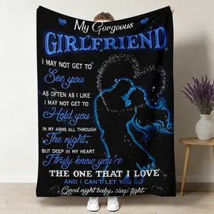 Soft and Comfortable Flannel Throw Blanket - Romantic Love Themed Country Style Four Seasons Knitted Blanket with Digital Printing - Unique Gift Idea for Girlfriend