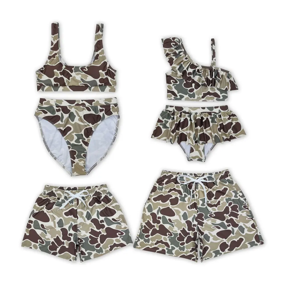 Unisex Camo Active Swim Trunks - Water-Resistant, Stylish Adult Sports Clothing for Outdoor Use