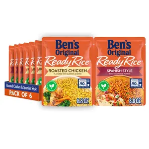 Ready Rice Roasted Chicken and Spanish Style Flavored Rice Variety Pack, Easy Dinner Sides, 8.8 OZ Pouch (Pack of 6)