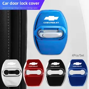 4Pcs Titanium Alloy Car Door Lock Protective Cover Metal Cap Automotive Accessories For Chevrolet Cruze Spark Captiva Suburban Silverado Camaro Corvette Malibu Colorado Trailblazer Trax Tahoe Traverse Orlando Volt