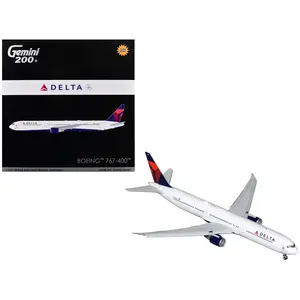 Boeing 767-400ER Commercial Aircraft with Flaps White with Blue and Red Tail 1/200 Diecast Model Airplane by GeminiJets
