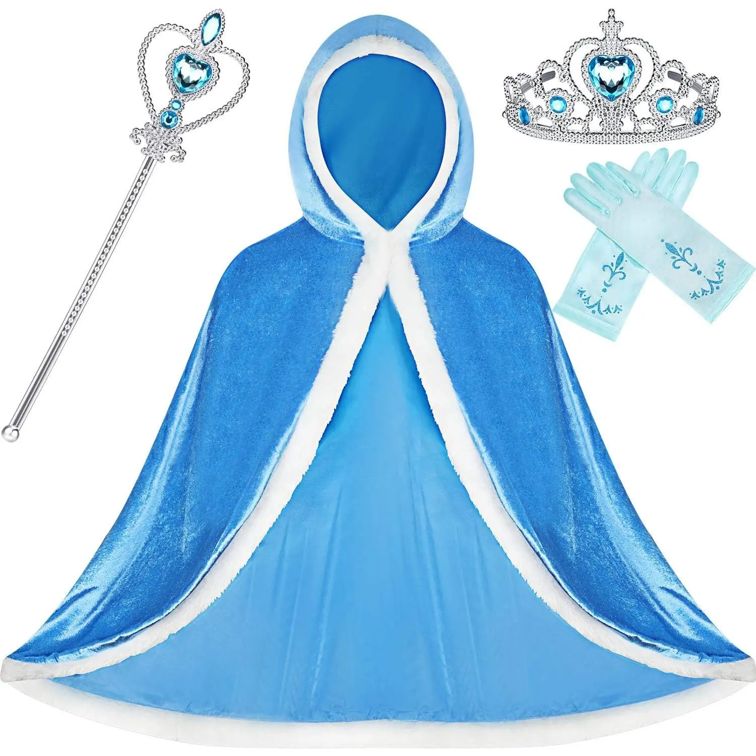 XP-CPA07  4 Pieces Fur Princess Hooded Cape Cloaks Costume for Girls Princess Costumes Party Accessories