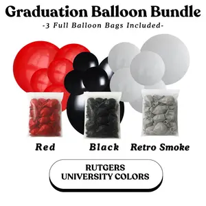 Graduation Balloon Bundle - Rutgers University Colors I  Red, Black, Retro Smoke