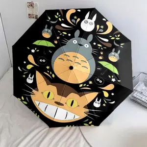 cute Totoro 06 cartoon pattern printed new umbrella, 1 self-folding umbrella, portable foldable travel umbrella, outdoor umbrella, Christmas birthday festival gift