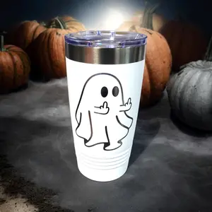 Middle Finger Ghost 20oz Tumbler - Perfect for Your Next Pumpkin Patch Adventure Bottle Drinkware