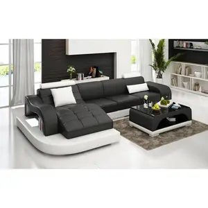 Occasional Small Leather Sectional with Adjustable Headrest