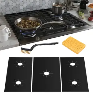 [Stove Covers Stove Protectors] 3Pcs Non-Stick Heat-Resistant Gas Stove Burner Covers | Easy Clean, Reusable Kitchen Mats with Sun Design, High Temperature Resistant, Oil-Proof (32"/0.5 mm Thick) - Home Improvement.