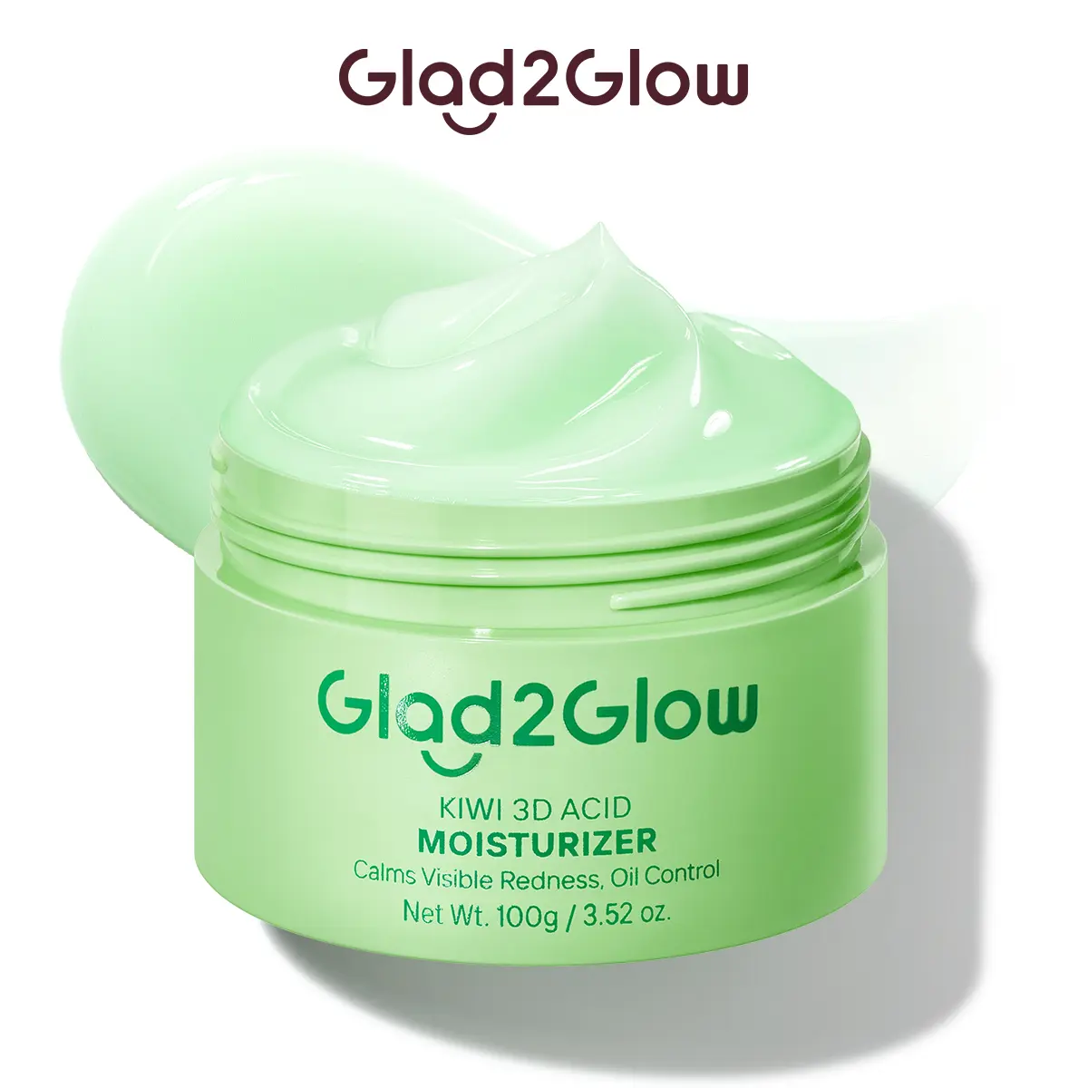 Glad2Glow KIWI 3D ACID ACNE MOISTURIZER | Lightweight Cooling Gel for Oil Control & Hydration | Calming Skincare, Non-Sticky Face Cream