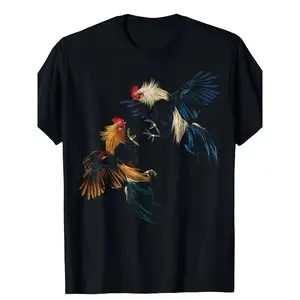 Men's Casual Cotton T-Shirt with 3D Rooster Print, Crew Neck, Short Sleeve, All-Season Knit Fabric Tee for Weekend Casual Wear Cotton Fabric,fashion round neck,short sleeve shirt ,T-Shirt for Men ,full size,machine washable Crewneck Tshirt graphic tees