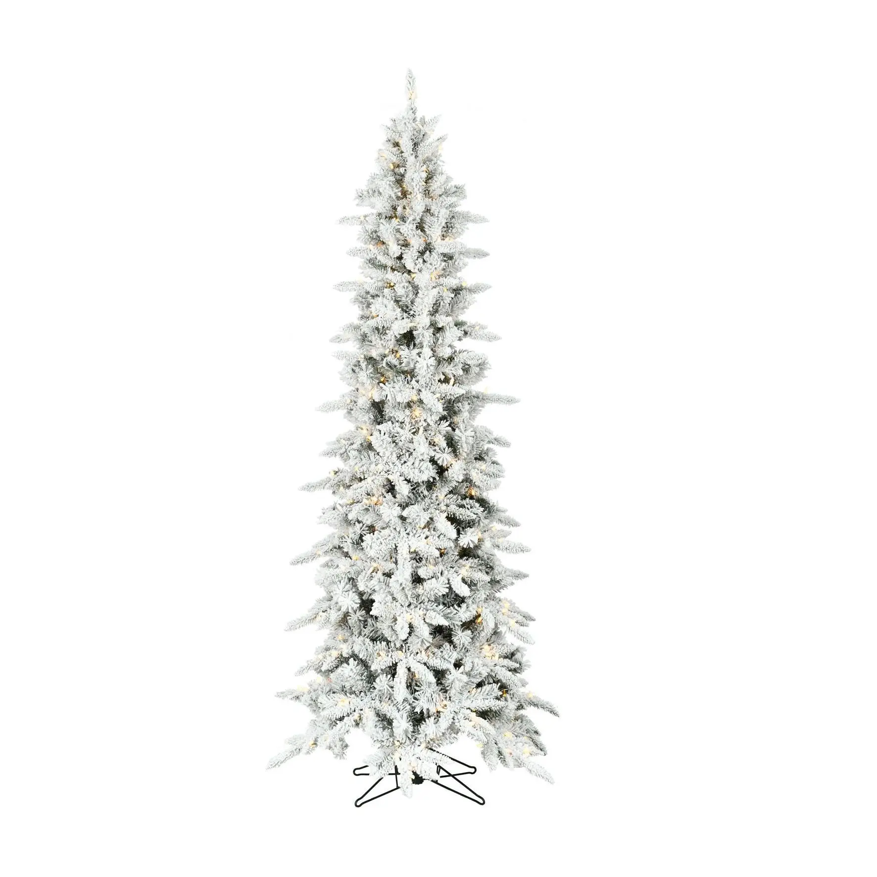 Fraser Hill Farm 9 Ft. Slim Mountain Pine Flocked Christmas Tr