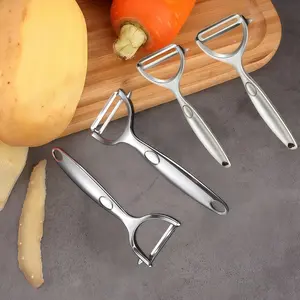 Zinc Alloy Peeler Set, Includes Toothed and Flat Blades, Non-Slip Handle, Multi-Use Vegetable Slicer, Kitchen Essential Tool