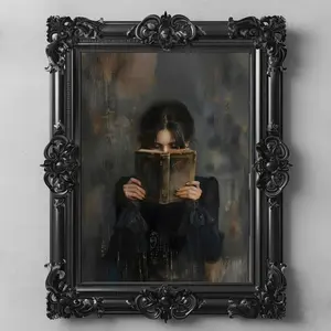 Custom Victorian Woman Reading Bookish Wall Art, Dark Academia Decor, Dark Academia Library Poster, Witchy Gothic Library Art
