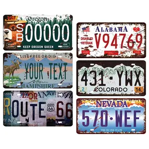 6 Pieces Vintage Metal Tin License Plates, Decorative Wall Art Signs for Home Cafe Garage, Durable Indoor Outdoor Decor 6x12 Inch
