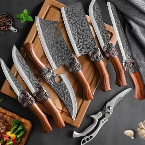 3/8 Piece Professional Stainless Steel Kitchen Knife Set - Includes Boning Knife, Slicing Knife, Carving Knife, Fish and Butcher Knife and Scissors - Ultra Sharp for Meat and Fish, Forged Set, Boning Knife, Multi-Piece Knife Set, Professional Knife Block