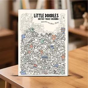 Three uses in one book | Sketch + Trace + Color | A4 dense doodle book | Relieve stress and boredom | Coloring Book