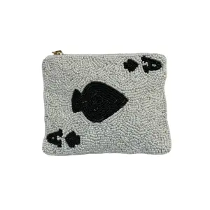 Beaded Coin Purse with Ace of Spades Design - Simple and Stylish Accessory