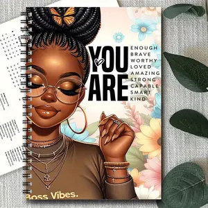 Inspirational African American Woman Spiral Notebook, 100 Pages, Perfect Gift for Her, Daily Planner Journal for Office, School, or Personal Use