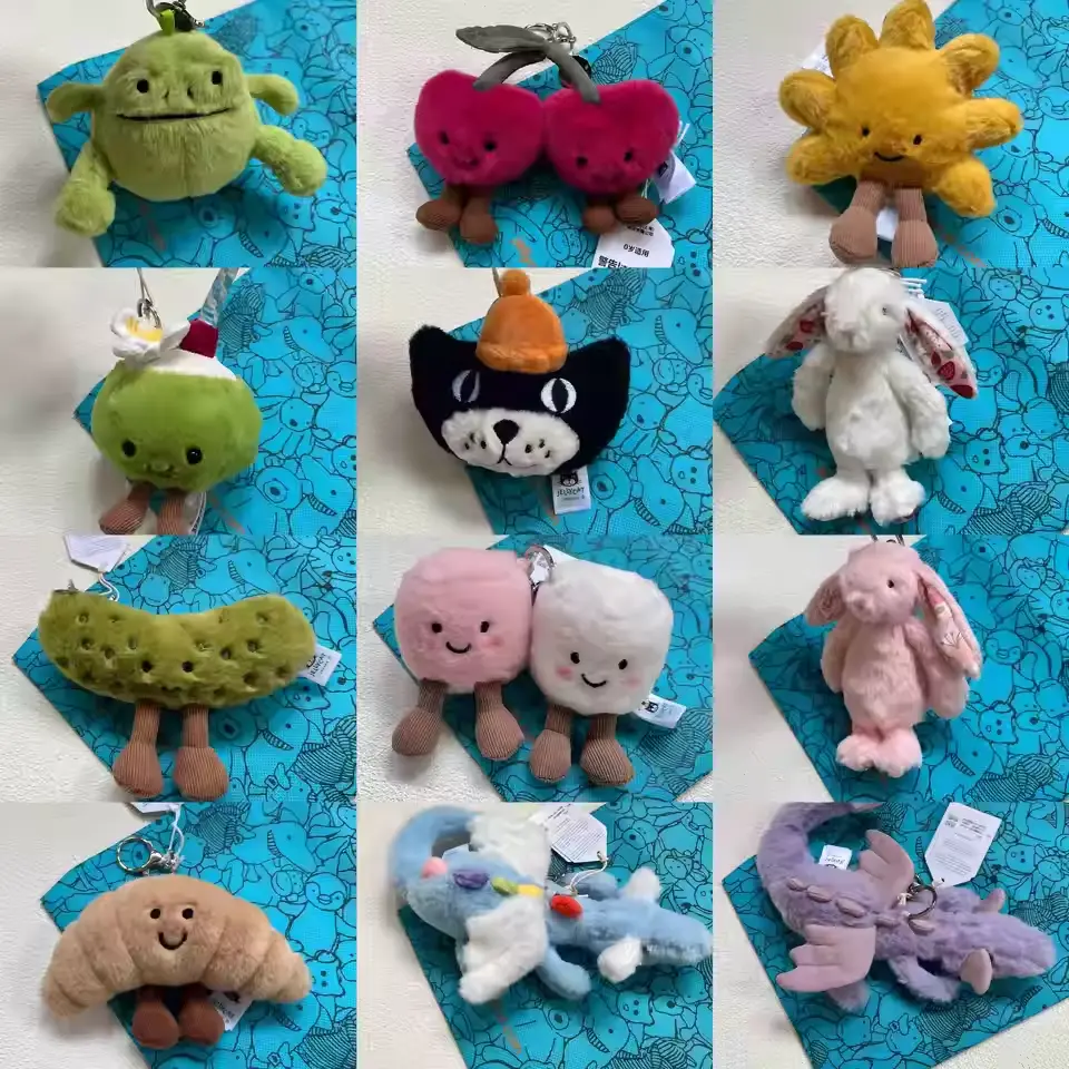 2026 Jellycat Plush Bag Charm Keychain, Cute Kawaii Animal Plush Pendant, Super Soft Stuffed Animal Backpack Accessory, Back to School Birthday Christmas Gift