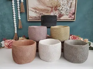 Large Wicker Concrete Planter