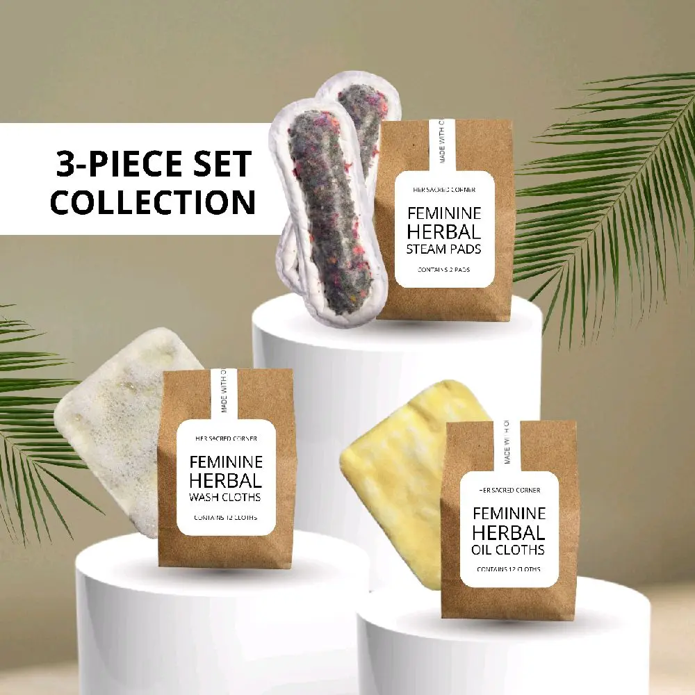 Women's Organic Feminine Herbal Steam 3-Piece Set - Soothing, Healing, Sensitive Skin-Safe, Vaginitis Relief, 24-Month Shelf Life Intimate Care Solution, 24 Months