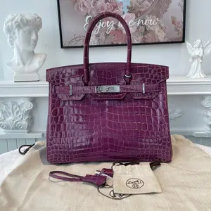 Pre-owned HERMÈS Leather Tote Bags BJ11011060190 Birkin 30 Purple[O]