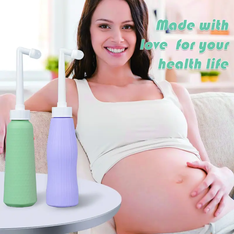 Portable Travel Bidet Spray Bottle for Postpartum Care - Leak-Proof Design, Bidet Perineal Cleansing, New Moms Recovery Essential, Upside-Down Peri Bottle, Purple & Green Colors, Bathroom Fixture Accessory