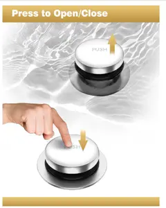 Bathtub Drain Tip-Toe Trim Set with Two-Hole Overflow Faceplate, Replacement Bath Tub Drains Conversion Kit Assembly with Universal Fine/Coarse Thread fits All Bathtub (Chrome)