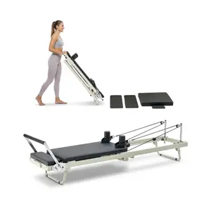 VEVOR Foldable Pilates Reformer, Pilates Workout Machine for Home Gym Studio Use, Pilates Bed with Dual Resistance- Spring Cord, Reformer Set for Advanced Users and Beginners, Up to 400 LBS