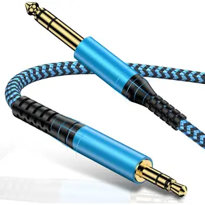 3.5mm to 1/4 Adapter Stereo Audio Cable for Guitar, Laptop, Home Theater Devices, Speaker, Mixer, Amplifiers, Recorders, Sound Cards, 1/8 to 1/4 6.35mm TRS Aux Male Jack Cord 6FT Headphone Adapter