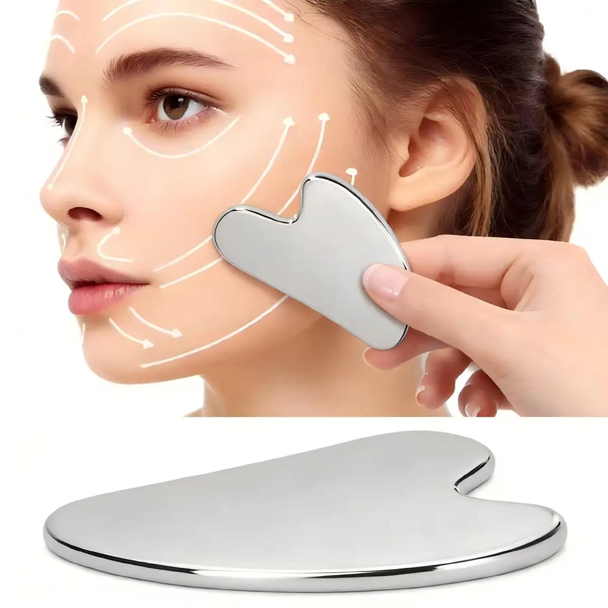 Stainless Steel Gua Sha Facial Tools. Comfort Guasha Tool for Face or Body Massage. Relieve Tensions and Reduce Redness Skin Care Tool for Body Treatment, Metal Beauty Essentials mothersdaygift gua sha tool jawline sculpting eye