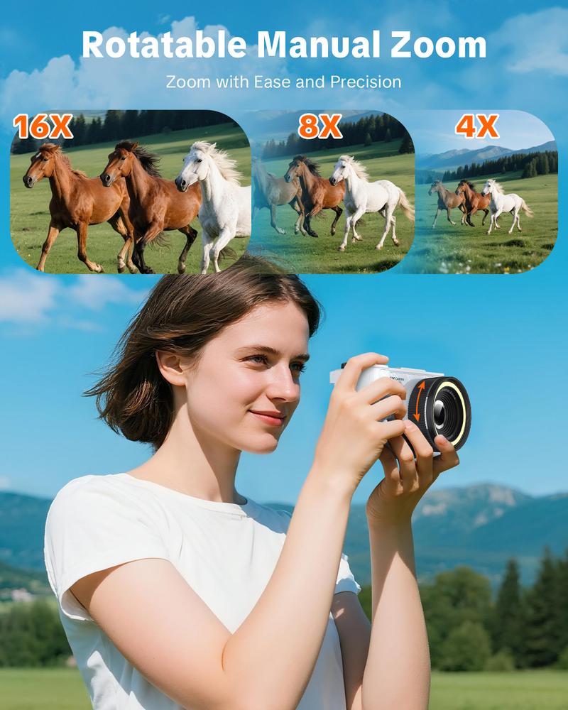 4K Digital Camera for Photography, Auto-Focus 64MP Vlogging Camera for Beginner with 2.4 inch 180° Flip Screen, 18X Digital Zoom Point and Shoot Camera with 32GB Micro SD Card, Perfect Gifts for Halloween and Thanksgiving