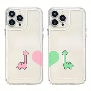 Cute Love Animal Couple Phone Case for iPhone 11 12 13 14 15 16 Pro Max Plus | Romantic Cartoon Design, Soft & Protective Cover