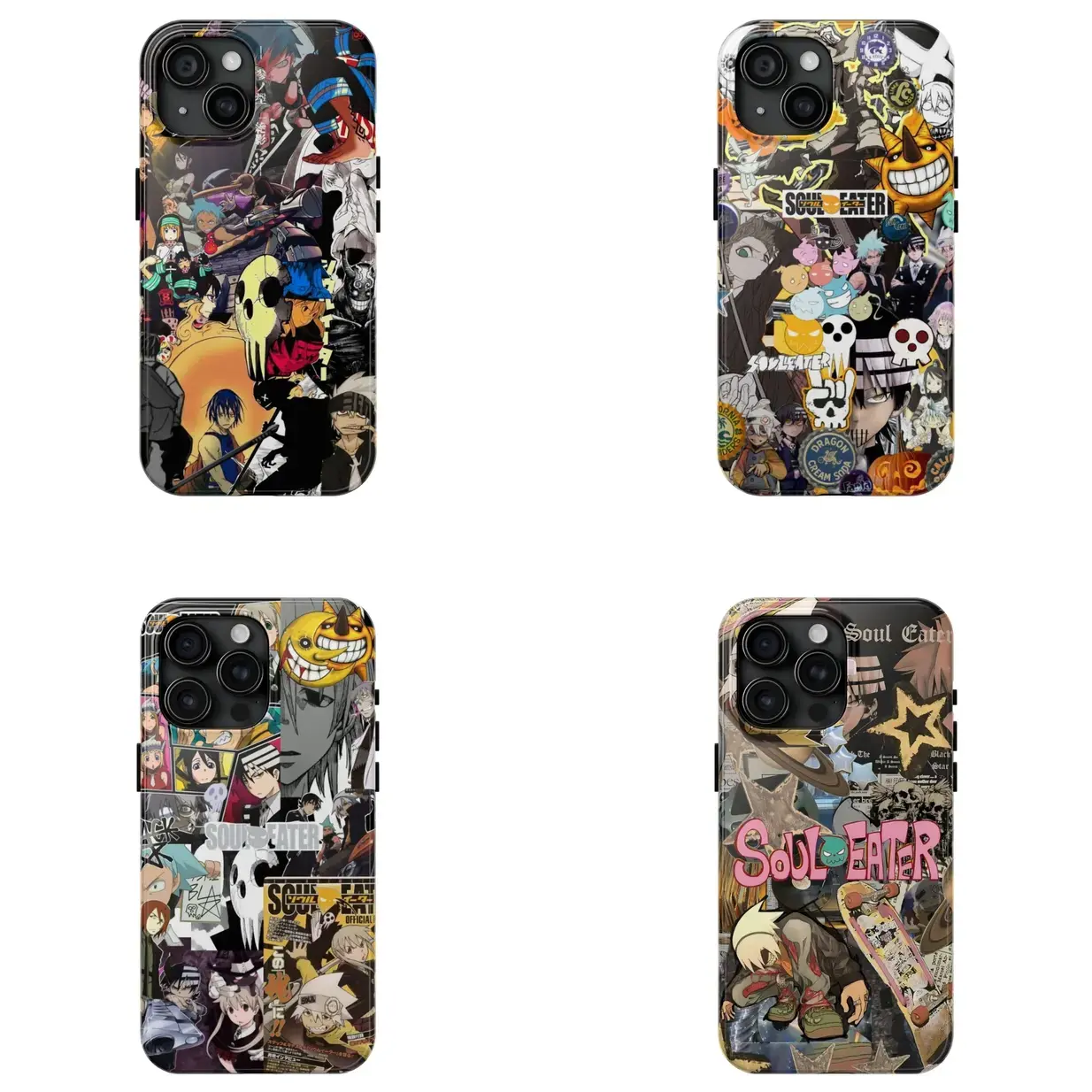 Soul Eater Manga Anime Cellphone Casing - Protective Shockproof Durable Cover for iPhone 17 ProMax/16/15/14/13/12/11 Plus,Samsung Devices - Evans,Crona,Maka Albarn,Black Star,Tsubaki,Death the Kid Design - Stylish Fan Gift for Adults, Uv Printing, Precise