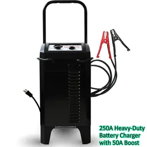 Wheeled Manual 10A Car Battery Charger and 250A Engine Starter, 2-in-1 Solution, 50A Boost, for 12V Power Sport, Automotive, and Marine Batteries  Portable power station with Car starter Emergency Starter ultra-safe