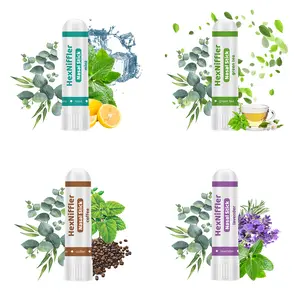 Nasal Stick, Essential Oil Vapor Inhaler, Natural Ingredients, Breathe Freely，Boosts Mood, Cool Mint Scent, On-The-Go Portable Nasal Inhaler for Adults, 4Pack(Mint, Lavender, Green Tea,Coffee )