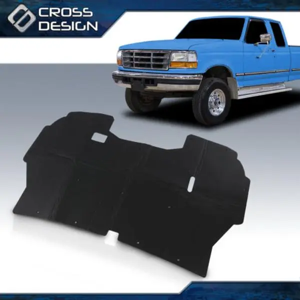 CROSSDESIGN Durable Automotive Hood Insulation Pad with Clips, Exact-Fit Interior Molding for 92-97 Ford F250/F350 & 92-96 F150, Car Accessory with Verified Fitment