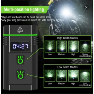 DIZOND L15 Night Cycling Bike Light - Super Bright 2000 Lumens 10 Lights (4 High Beam + 6 Low Beam) LED Bicycle Headlight 8 Modes USB Rechargeable 5200mAh Bicycle Headlight with LCD Display/Can be used as a power bank