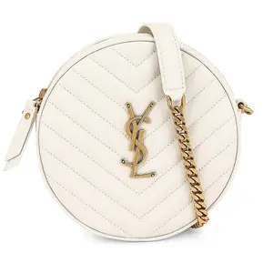 Pre-owned Yves Saint Laurent Leather Shoulder Bags YSL Crossbody Bags NEW! Monogramme Round Bag in Cream Soft