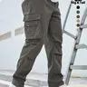 Men's Plus Size Multi-Pocket Work Pants, Solid Color Zipper Design, Spring Summer Beach Vacation Commute Fitness Outdoor Hiking Casual Wear Outdoor Casual Bottoms