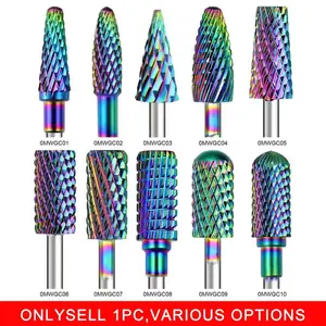 10 sizes Rainbow Electroplated Alloy Nail Drill Bits Electric Manicure Pedicure Nail Art Grinding Drill Head，Strong Durable Nail Art Drill Head Accessory for Manicure Pedicure Salon & DIY