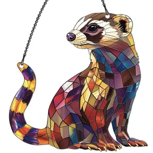Azaad Apparel Ferret Ornament Acrylic Window Hanging; Gift For Animal Lovers, Home Wall Room Hanging Decor, Christmas Decorations