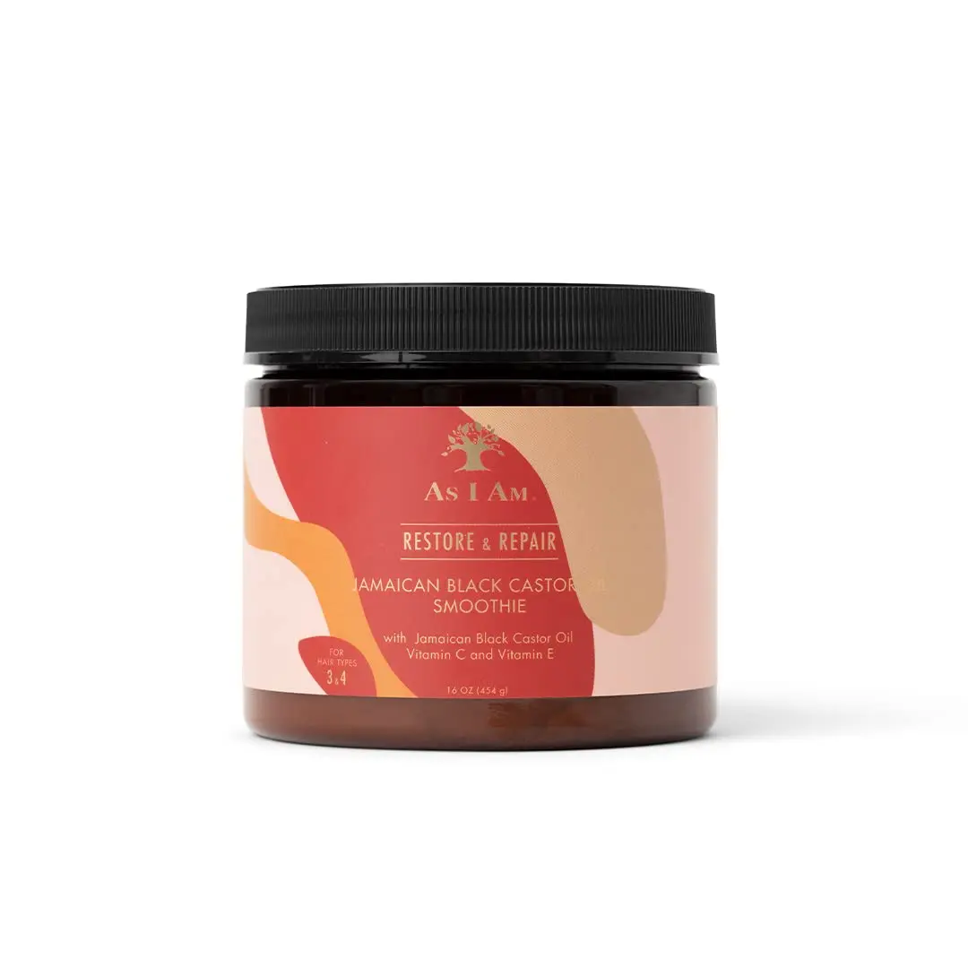 As I Am Jamaican Black Castor Oil Haircare Cream Smoothie, 16 oz - Ceramide, Vitamin C & E Infused Moisturizing Hydrator - Gentle, Lightweight Strong Hold - Flake-Free, Enhances Curl Definition - Reduces Breakage, Tangles - For Dry Hair, Hydrate