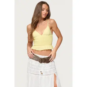 Evy Embroidered Peplum Scrunch Top