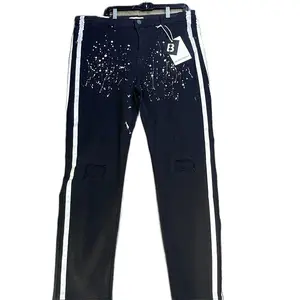Blind Trust Men's Jeans - Navy, Available in Various Colors, Striped Design, Comfortable Bottoms for Streetwear - Trouser, Denim, Pants