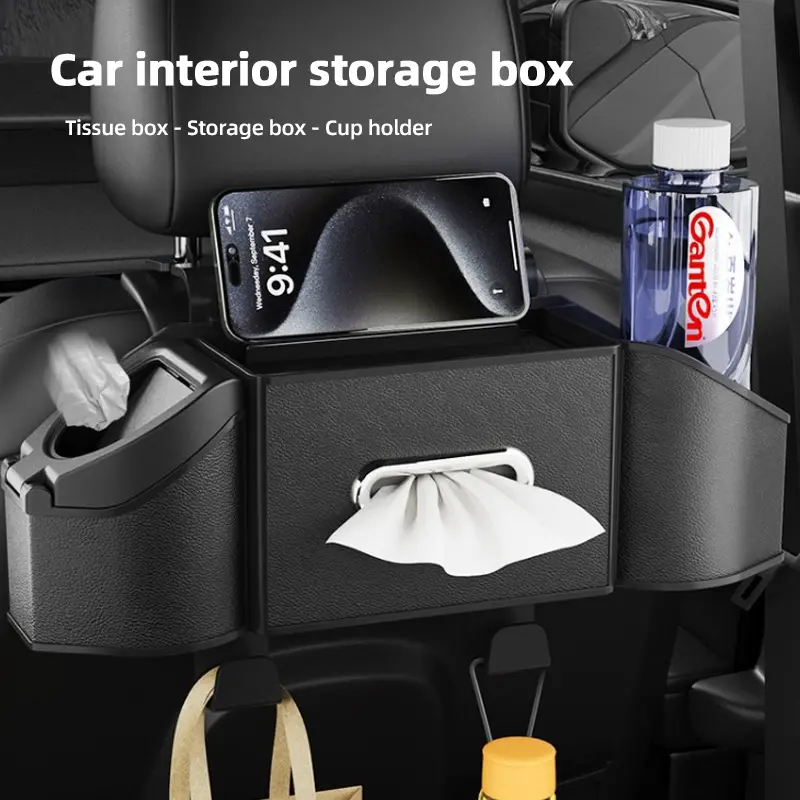 Multi-functional car storage box/organizer, tissue box/cup holder/car seat backrest for storing milk tea and tissues - Car accessories - Car interior decoration fathersdaygift Car Seat Decorative