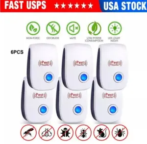 Ultrasonic Pest Repeller 6 Packs, Electronic Plug in Sonic Repellent pest Control for Bugs Insects Roaches Mice Spiders Rodents Mosquitoes