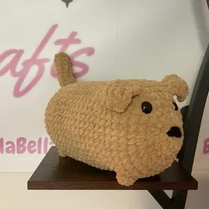Crochet light brown weenie loaf dog dachshund wiener dog handmade plush