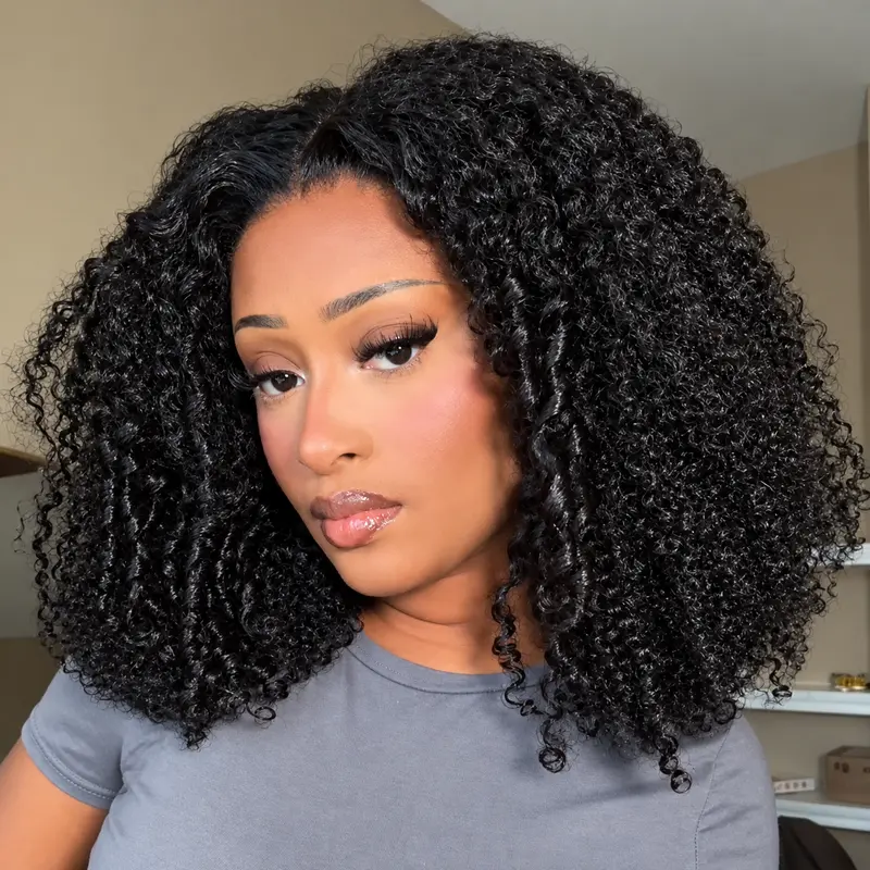 UNice 250% Density Afro Kinky Curly Wig with Layer Coil Ends Pre Bleached Glueless 7x5 HD Lace Closure Human Hair Wigs with Drawstring Pre Plucked Natural Hairline Beginners Friendly #TikTokShopFallDealsForYou